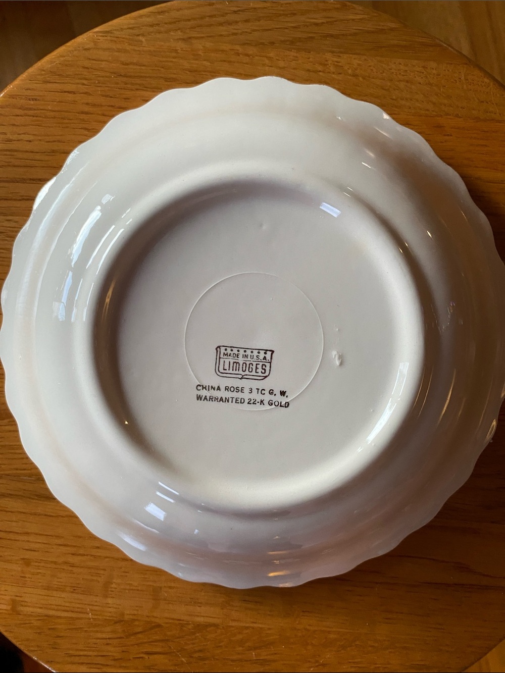 1940’s Limoges-American China Rose Scalloped Transfer Ware 8” bowls set of 2 - Picture 7 of 10